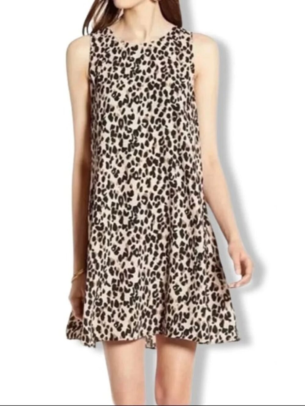HALOGEN I Sleeveless Swing Dress, Leopard Print